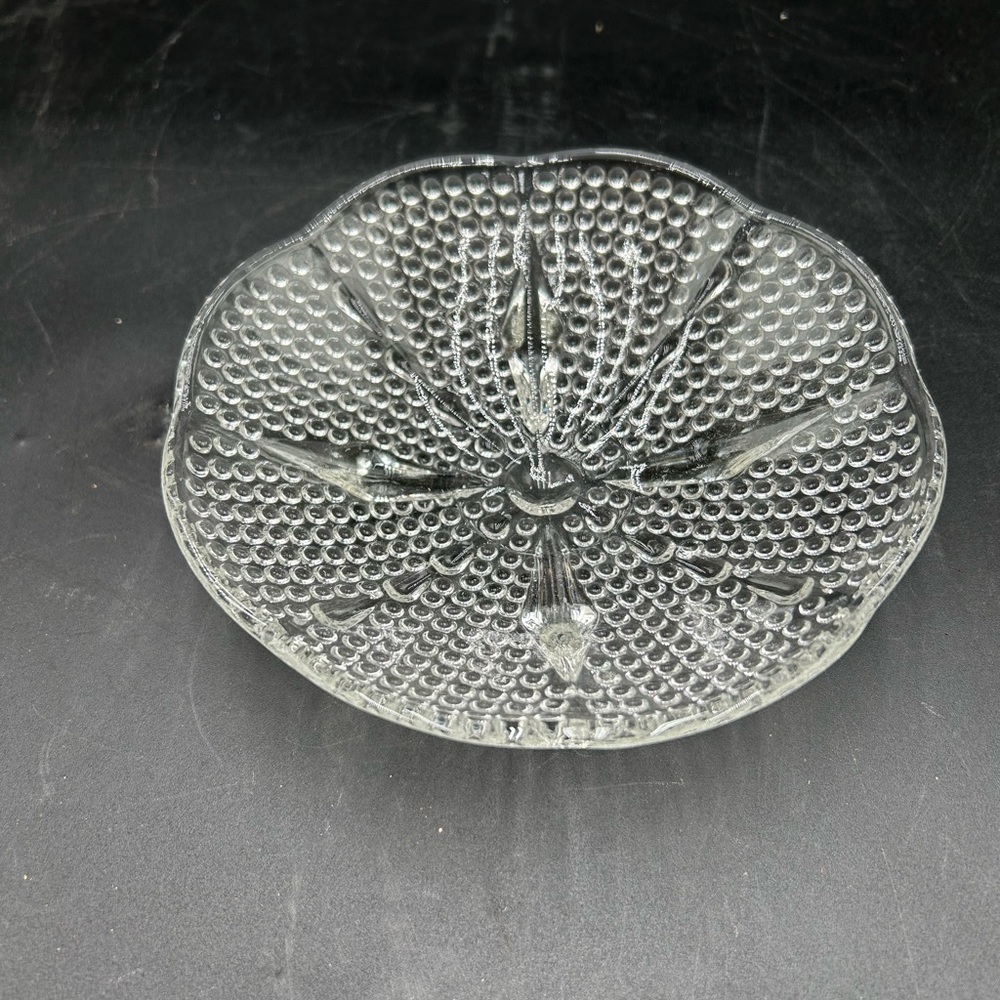 Hazel Atlas teardrop hobnail Elegant Clear Glass bowl candy dish